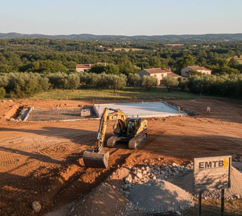 Travaux de terrassement pour préparation de terrain et fondations de maisons à Aix-en-Provence